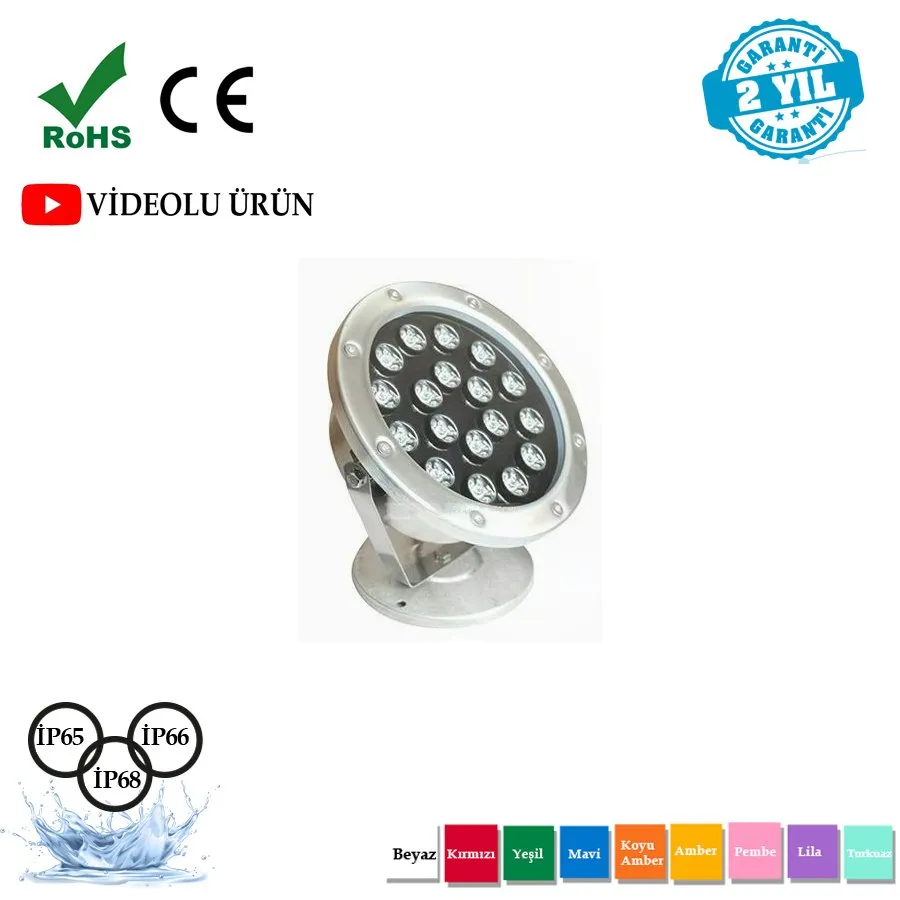 18 Watt Paslanmaz Krom Havuz Armatürü