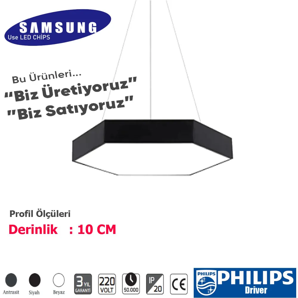 Altıgen Sarkıt Linear Armatür (OKTAPONİ)