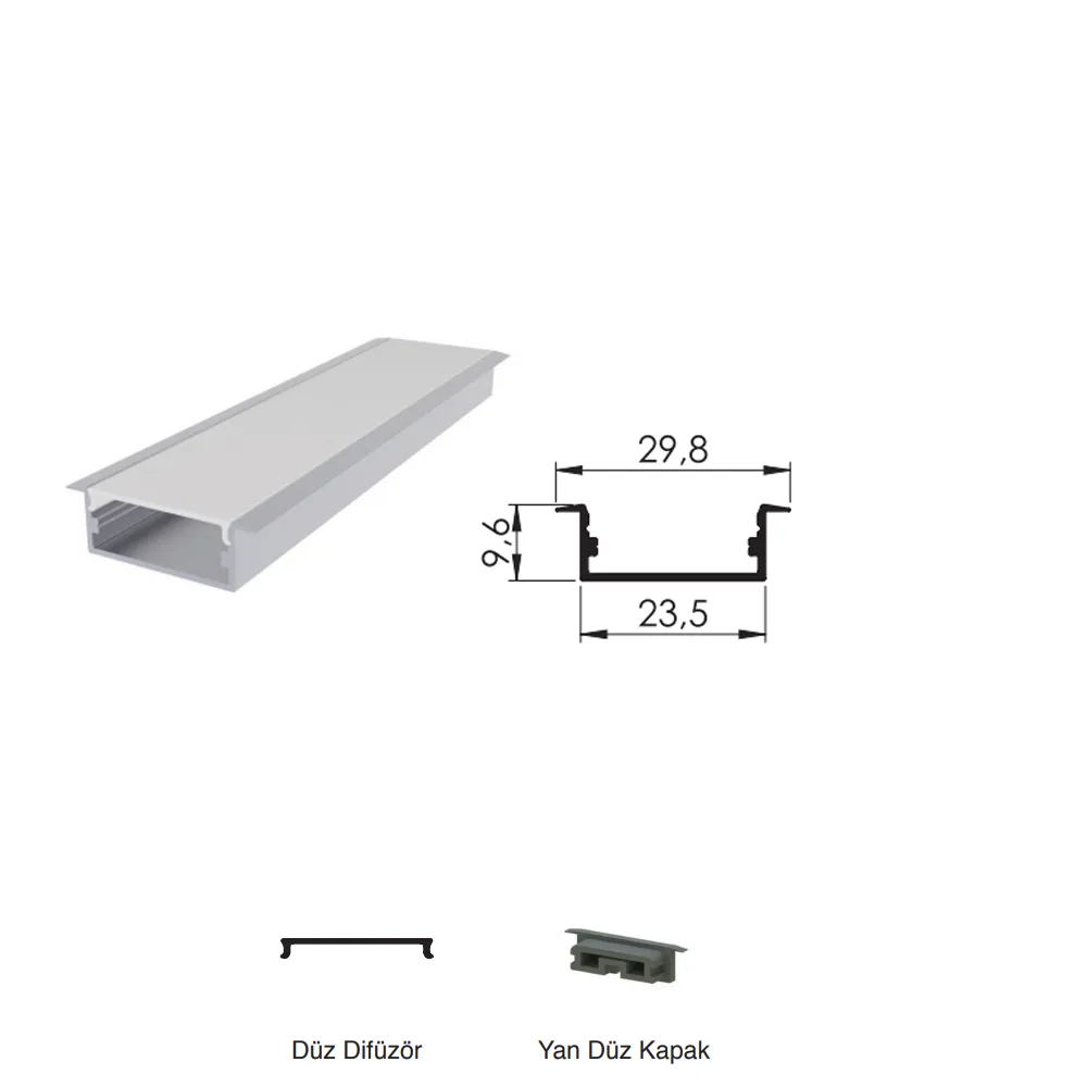 300 Cm Alüminyüm Barled (Çubuk) Boş Kasa Profili Sıva Altı