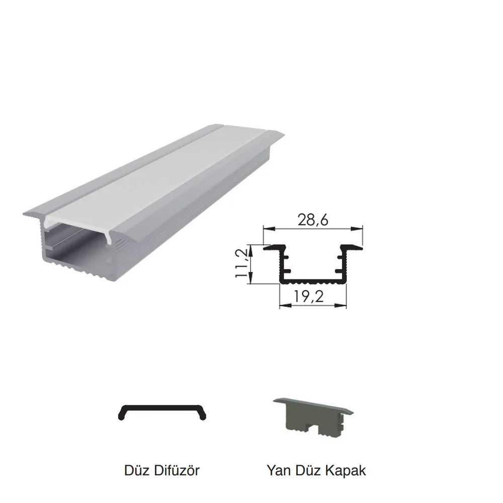 300 Cm Alüminyüm Barled (Çubuk) Boş Kasa Profili Sıva Altı