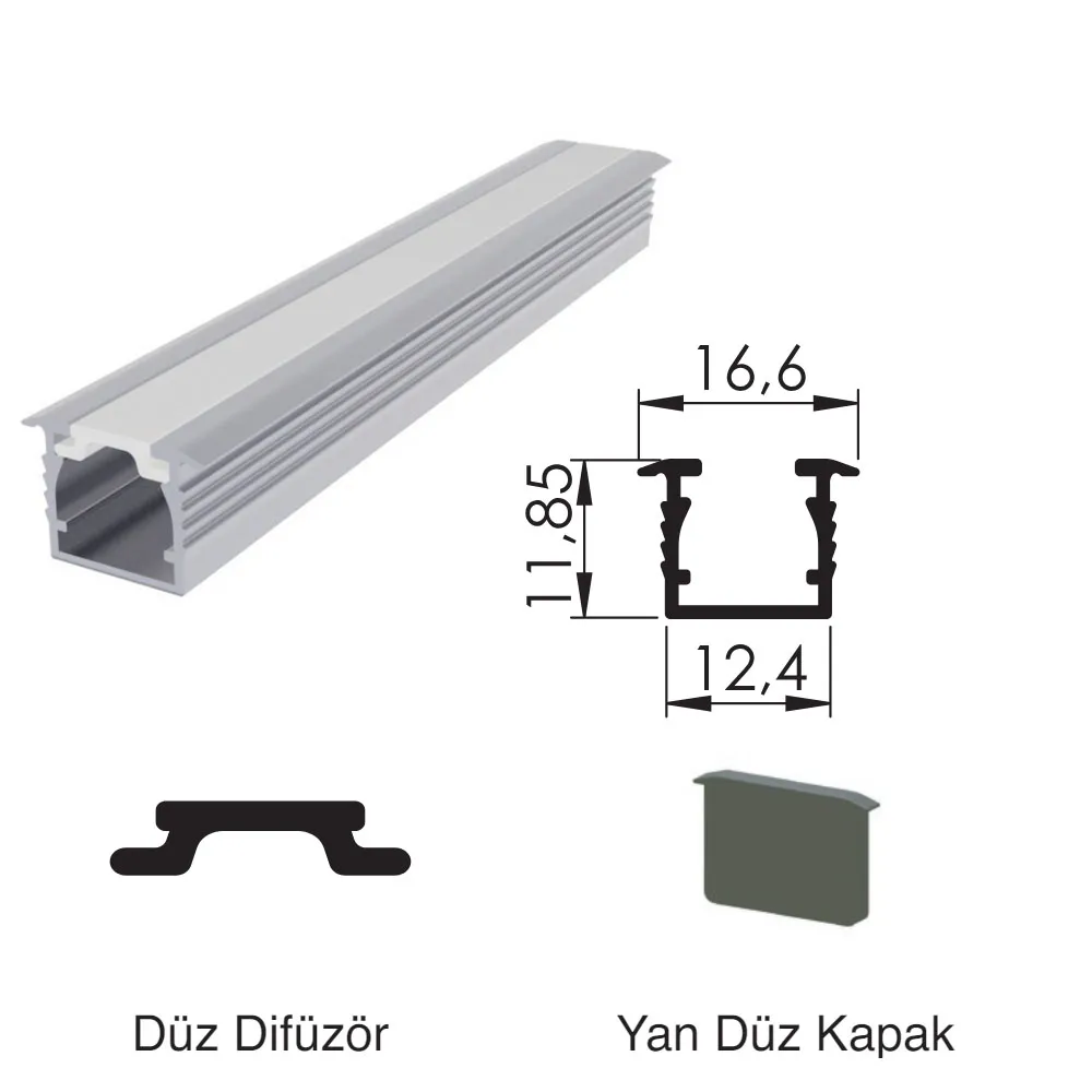 300 Cm Alüminyüm Barled (Çubuk) Boş Kasa Profili Sıva Altı
