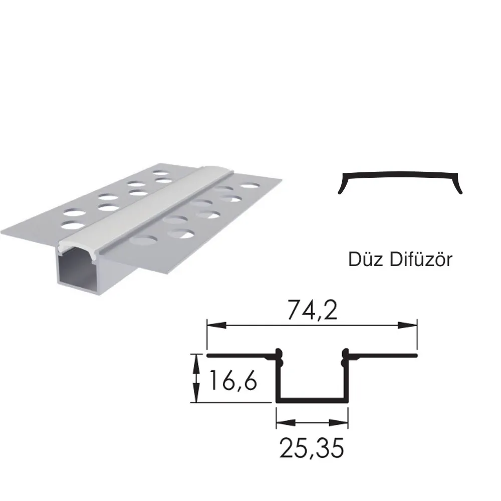 300 Cm Alüminyüm Sıva Altı Led Trimless Boş Kasa Profil