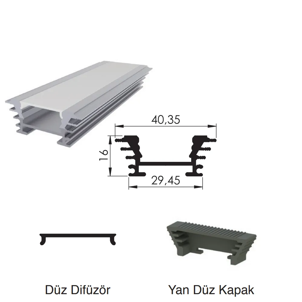 300 Cm Alüminyüm Sıva Üstü Led Linear Boş Kasa Profil
