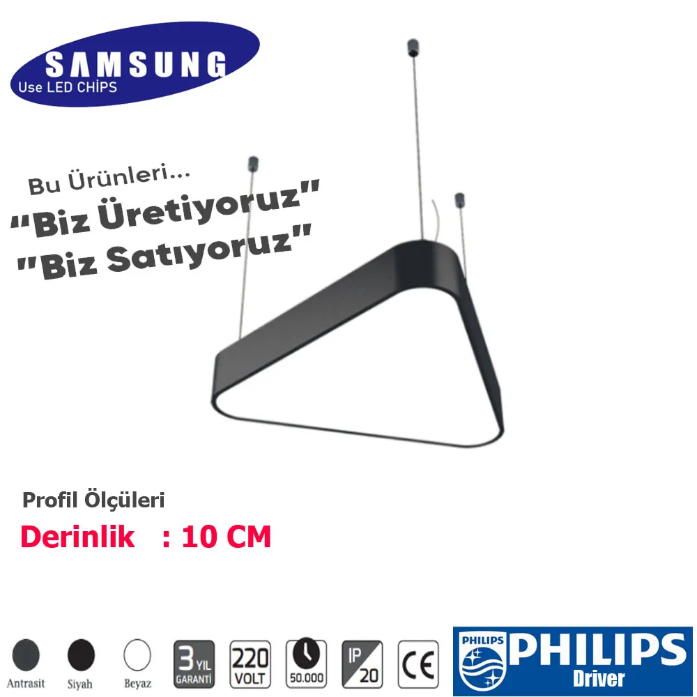 Üçgen Sarkıt  Linear Armatür (BABİL)