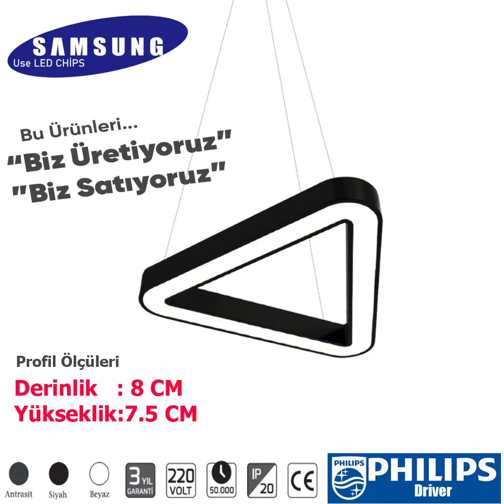 Üçgen Sarkıt Linear Armatür ( GURİ  )