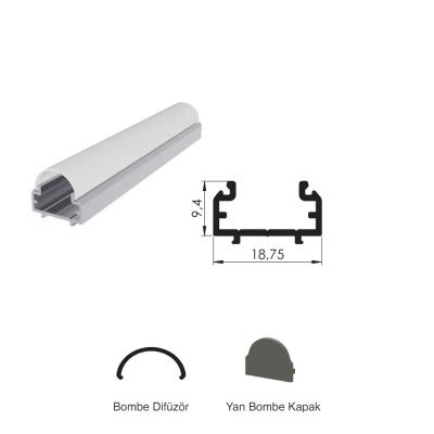 300 Cm 300 Cm Alüminyüm Barled (Çubuk) Boş Kasa Profili Sıva Üstü