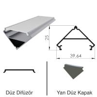 300 Cm Alüminyüm Led Boş Kasa Üçgen Köşe Profil