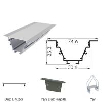 300 Cm Alüminyüm Sıva Altı Led Linear Boş Kasa Profil