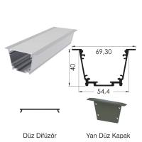 300 Cm Alüminyüm Sıva Altı Led Linear Boş Kasa Profil