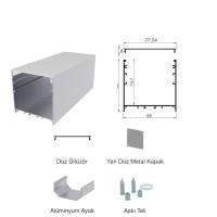 300 Cm Alüminyüm Sıva Üstü Led Linear Boş Kasa Profil