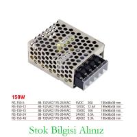 Meanwell RS-150-24 Yüksek Verimli 150 Watt 24 Vdc 6.5 Amper Standart Güç Kaynağı