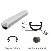 300 Cm Alüminyüm Led Boş Kasa Yuvarlak Profil