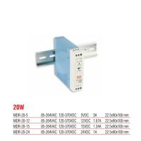 MDR-20-5 Meanwell 20 Watt 5 Vdc 3 Amper Plastik Kasa Ray Tipi Güç Kaynağı