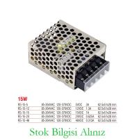Meanwell RS-15-12 Yüksek Verimli 15 Watt 12Vdc 1.3 Amper Standart Güç Kaynağı